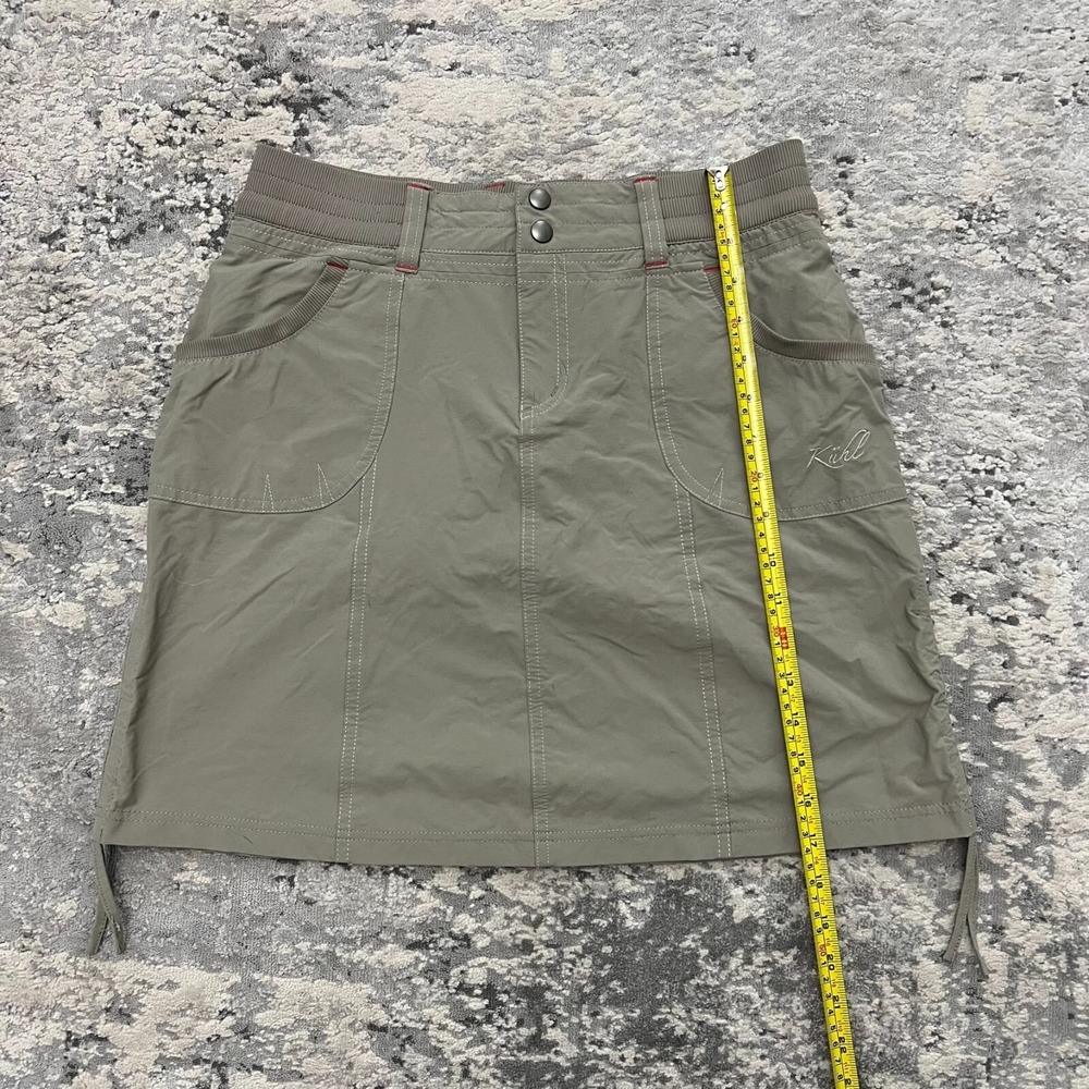 Kuhl Gray Skirt Womens Khaki Stretch Pockets Hiking Ties Drawstring Size 4